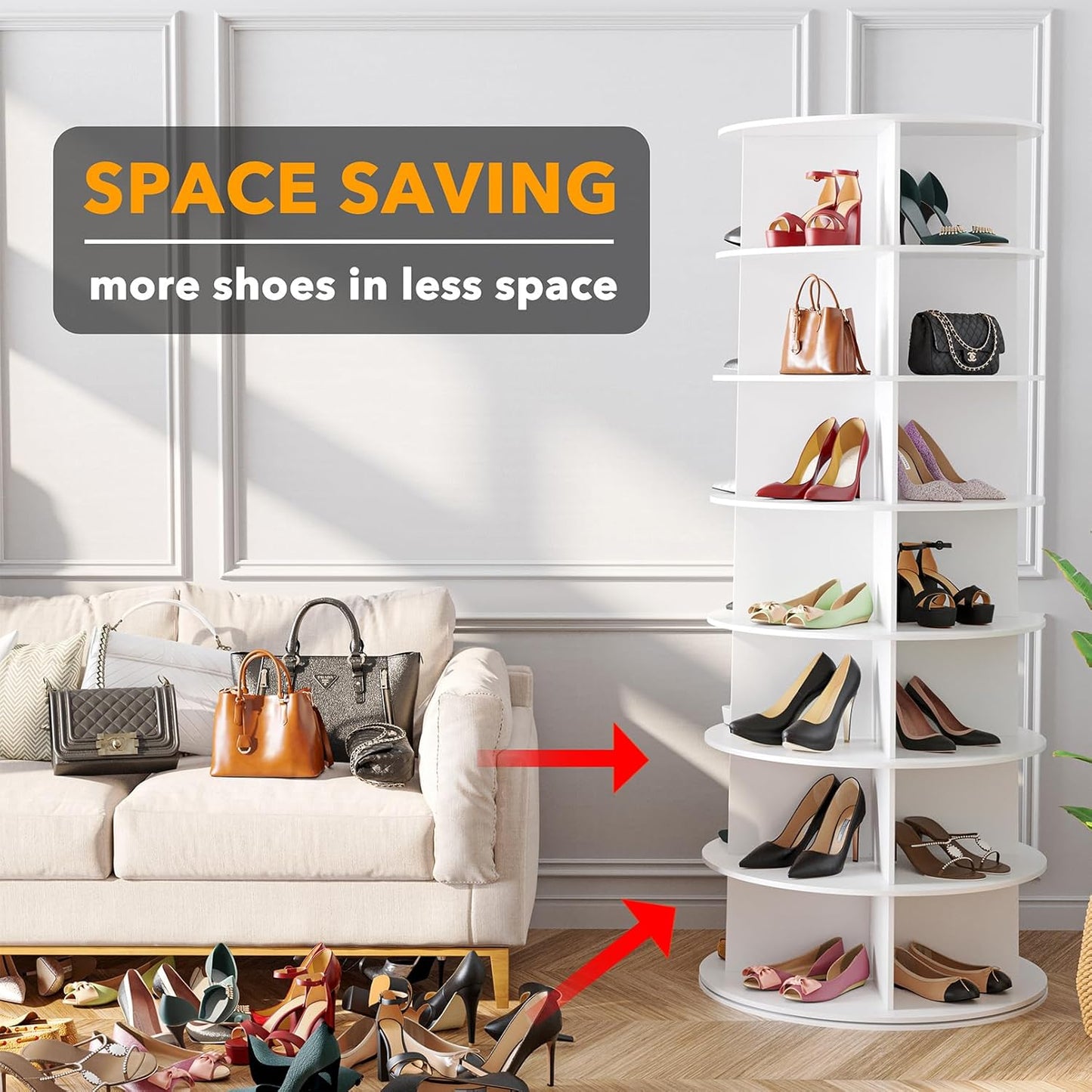 360° Spinning Vertical Shoe & Handbag Organizer