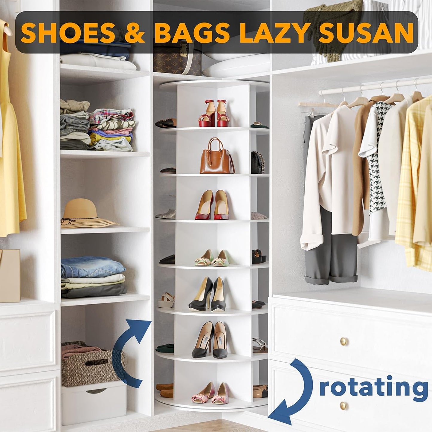 360° Spinning Vertical Shoe & Handbag Organizer