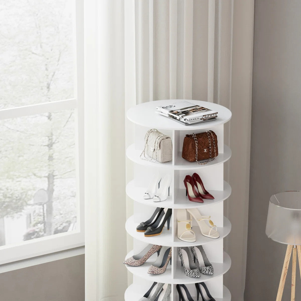 360° Spinning Vertical Shoe & Handbag Organizer