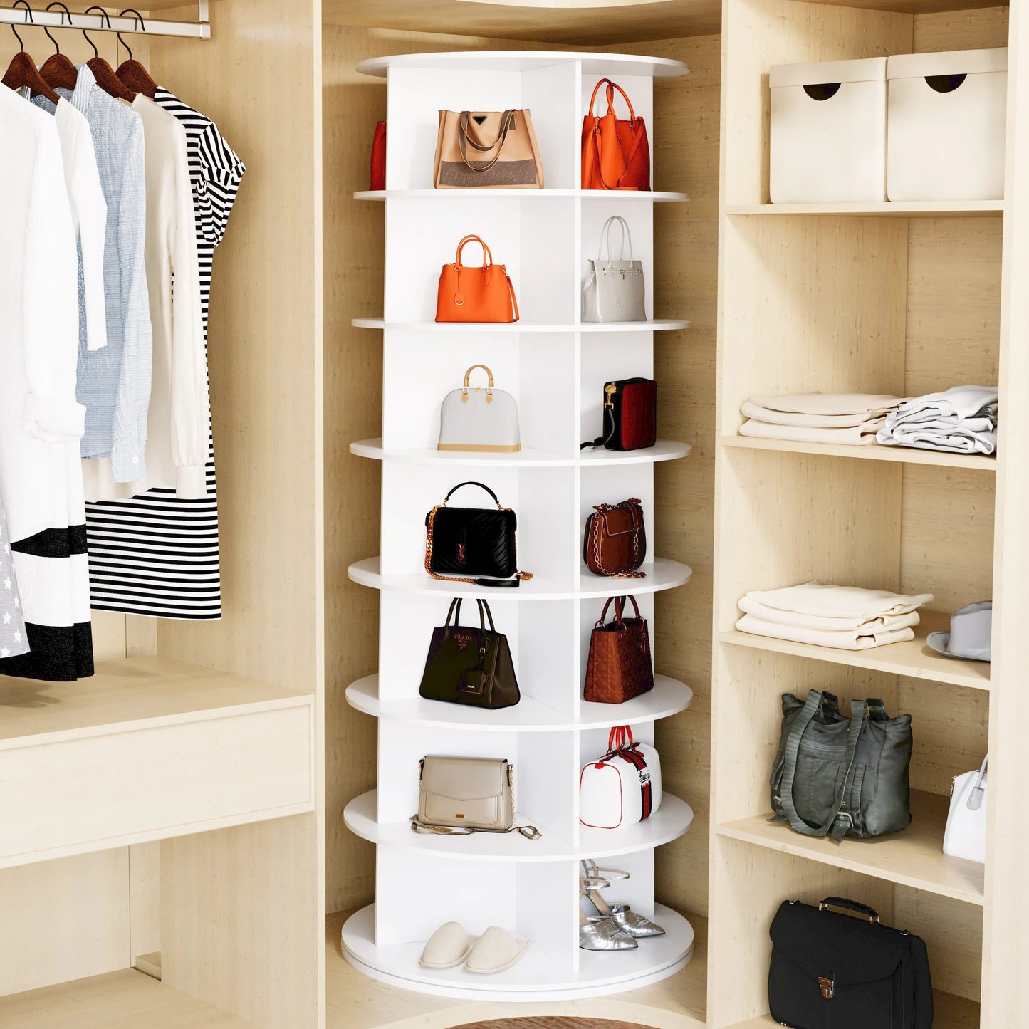 360° Spinning Vertical Shoe & Handbag Organizer