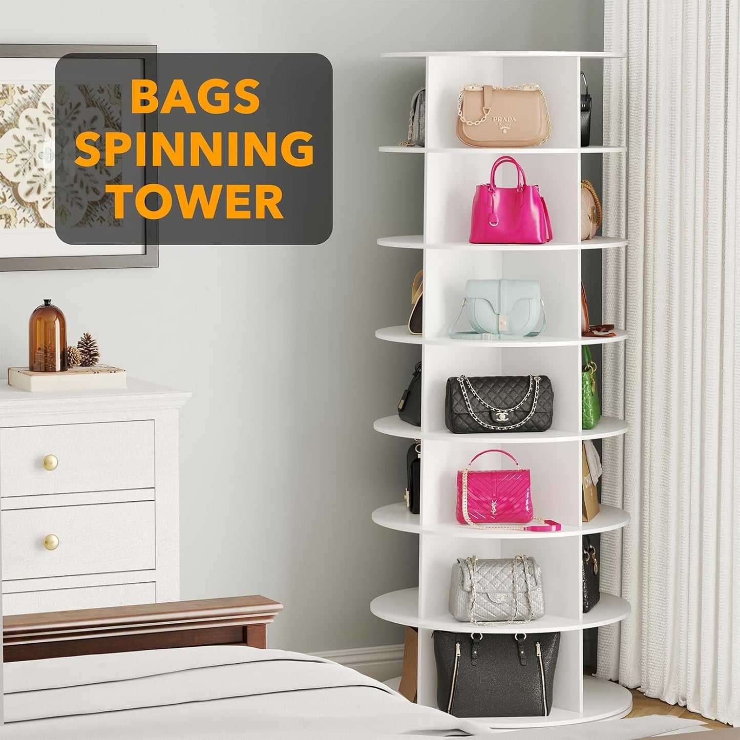 360° Spinning Vertical Shoe & Handbag Organizer
