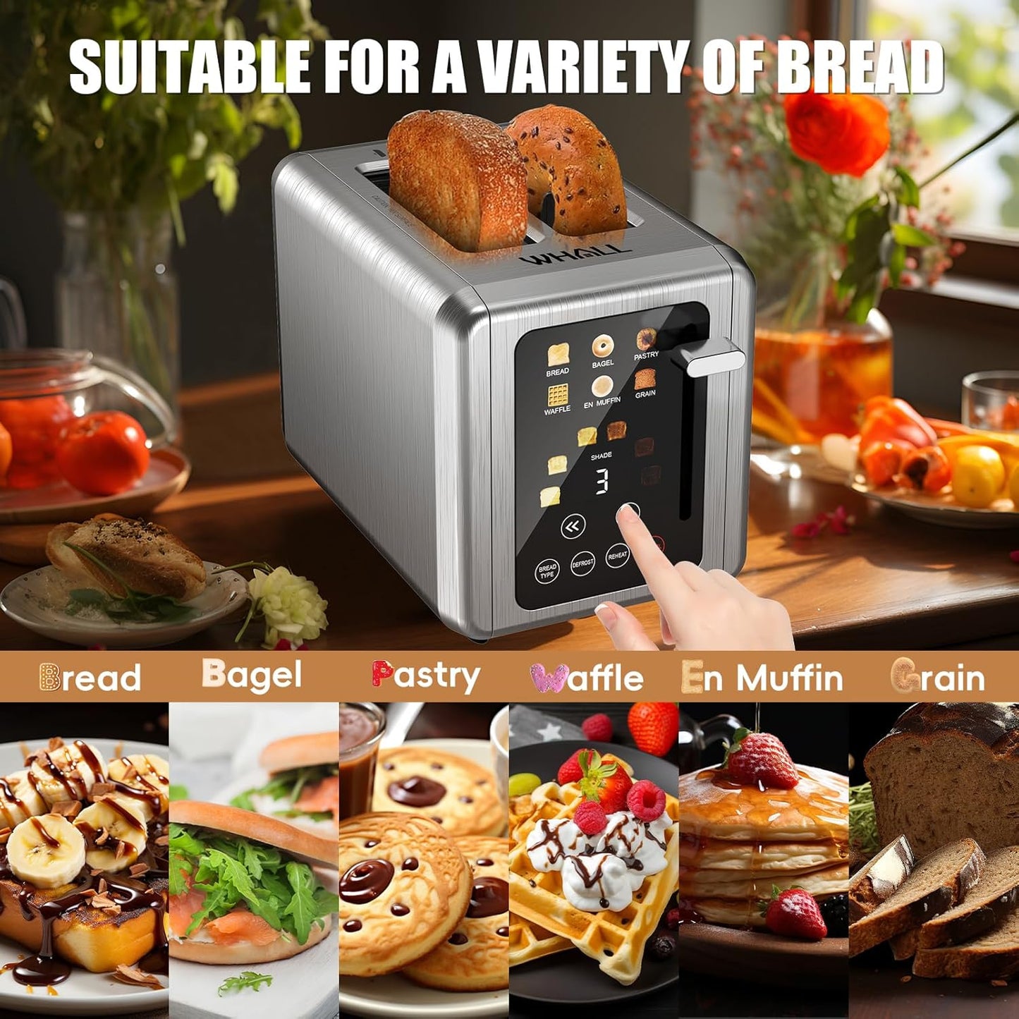 Stainless Steel Touch Screen Digital Timer Toaster